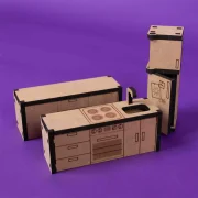 Crateit Roomies – Wooden toy – Kitchen & Bedroom – Breakfast in Bed